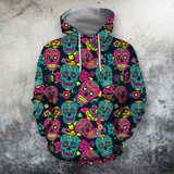 Unisex Hoodie All Over Print Skull Gifts All Over Printed Colorful Skull Unisex Hoodie