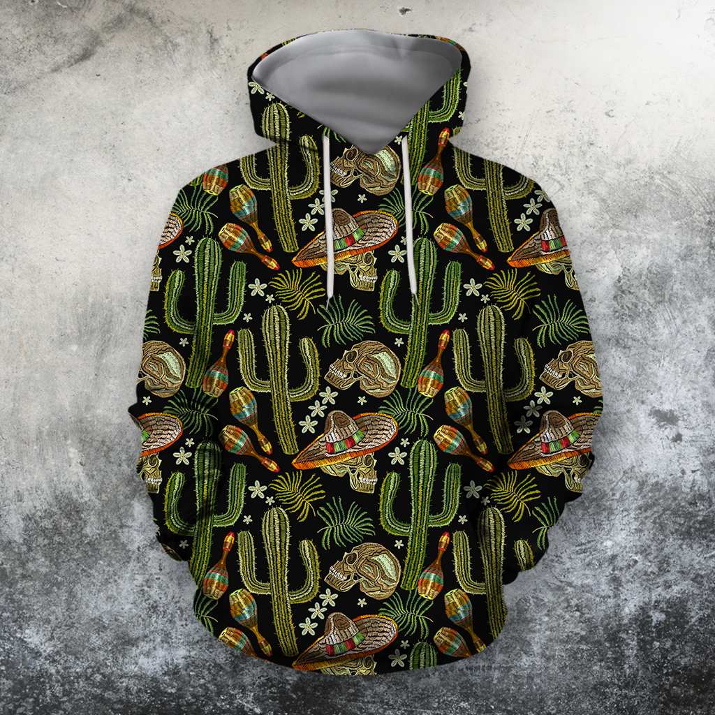 Unisex Hoodie All Over Print Skull Gifts All Over Print Cactus And Skull Unisex Hoodie