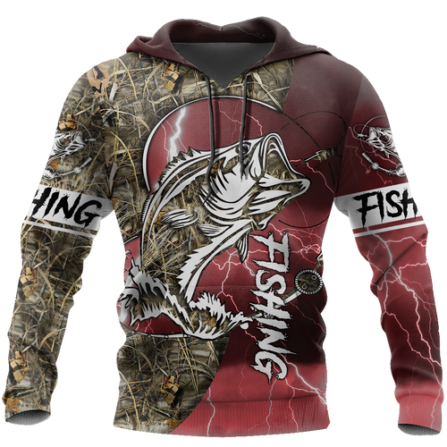 Fishing Gifts HC Bass Fishing Sport Red Unisex Hoodie