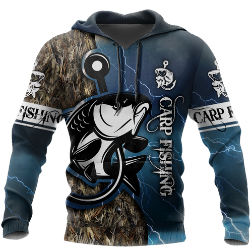 Unisex Hoodie All Over Print Fishing Gifts Carp Fishing Blue Unisex Hoodie