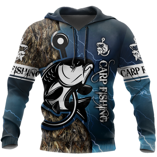 Unisex Hoodie All Over Print Fishing Gifts Carp Fishing Blue Unisex Hoodie