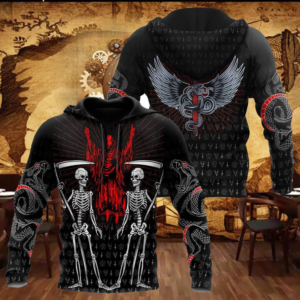 Unisex Hoodie All Over Print Skull Gifts Reaper Skull Satanic Unisex Hoodie