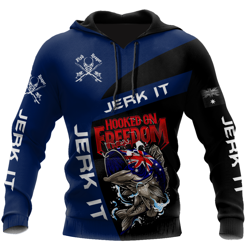 Fishing Gifts Hooked On Freedom Australia Fishing Unisex Hoodie