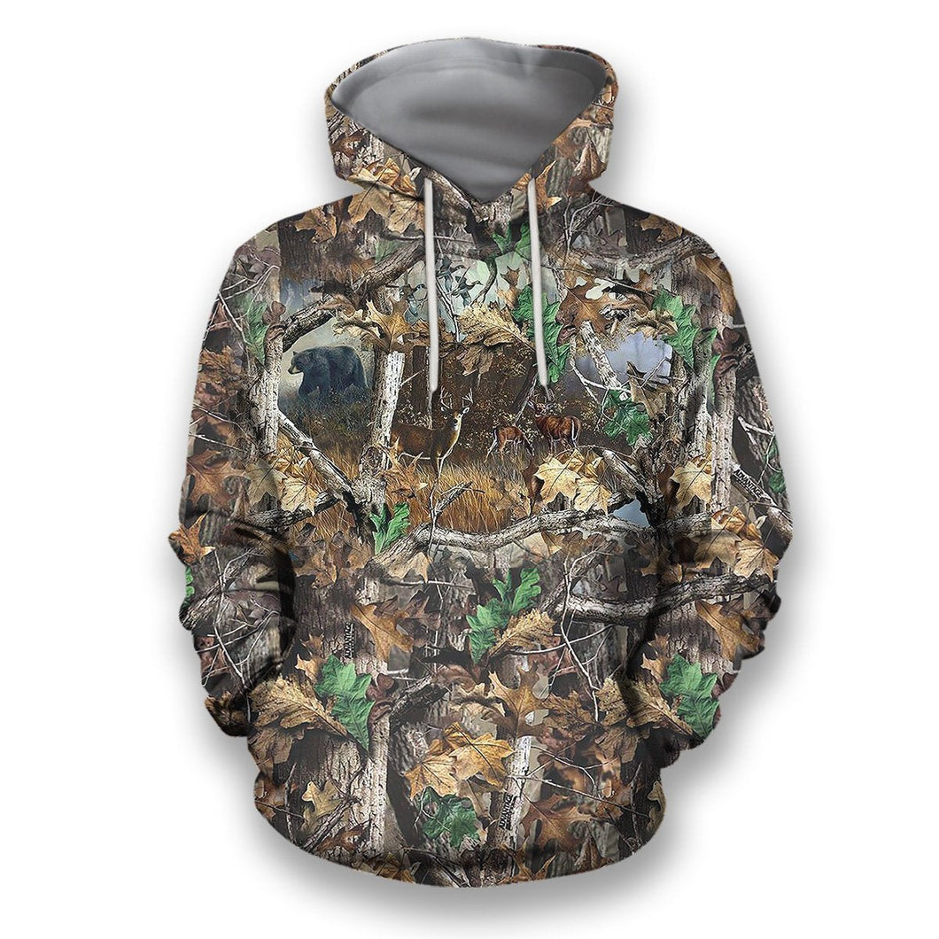 Hunting Gifts Deer Hunting Gifts All Over Printed Camo Deer Hunting Unisex Hoodie