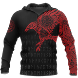 Unisex Hoodie All Over Print Viking Gifts Vikings - The Raven of Odin Tattoo Red Unisex Hoodie