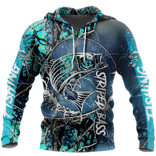 Fishing Gifts Striped Bass Fishing Water Camo All Over Printed Unisex Hoodie