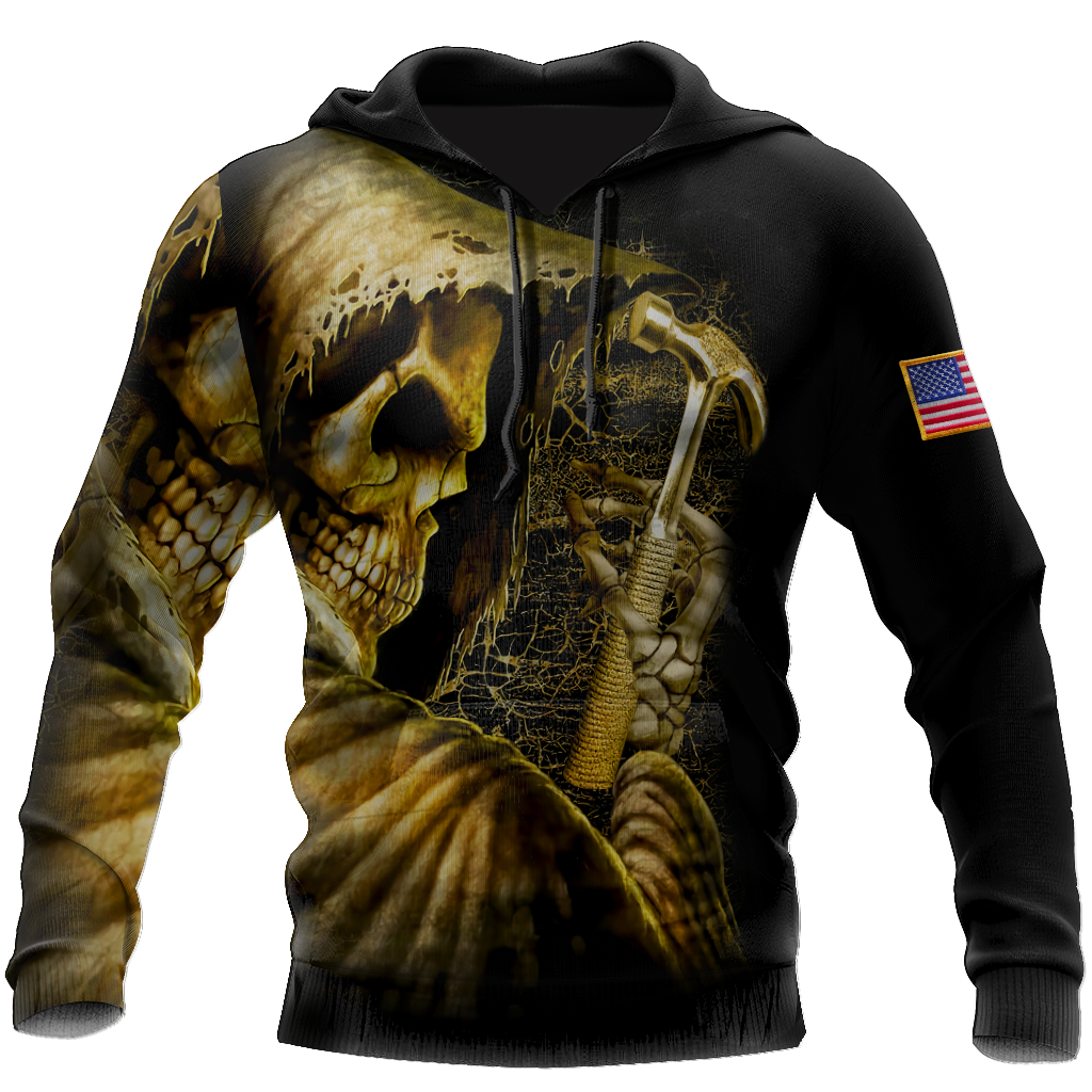 Unisex Hoodie All Over Print Roofer Gifts Skull Roofer All Over Printed Unisex Hoodie Labour Day Gifts