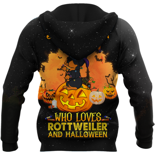 Happy Halloween Rottweiler All Over Print Unisex Hoodie