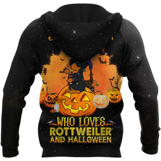 Happy Halloween Rottweiler All Over Print Unisex Hoodie