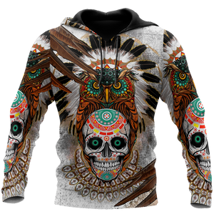 Unisex Hoodie All Over Print Skull Gifts Sugar Native Skull Over Printed Unisex Hoodie