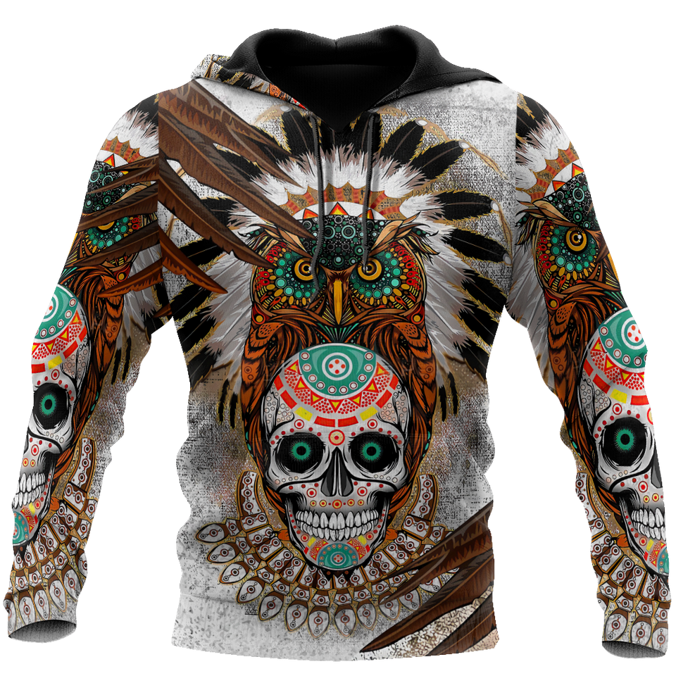 Unisex Hoodie All Over Print Skull Gifts Sugar Native Skull Over Printed Unisex Hoodie