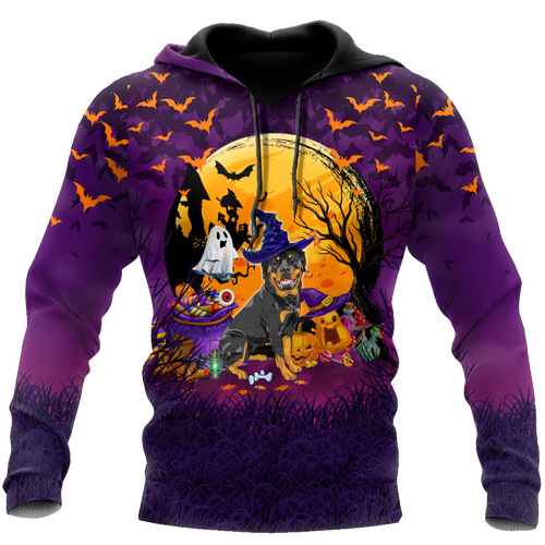 Happy Halloween Rottweiler All Over Print Unisex Hoodie