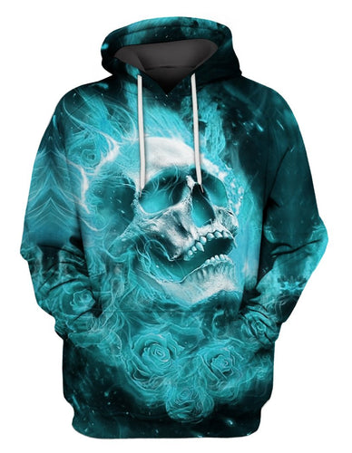 Unisex Hoodie All Over Print Skull Gifts Skull Roses Fire Unisex Hoodie