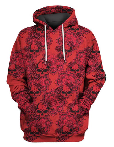 Unisex Hoodie All Over Print Skull Gifts Skull Roses Mandala Unisex Hoodie