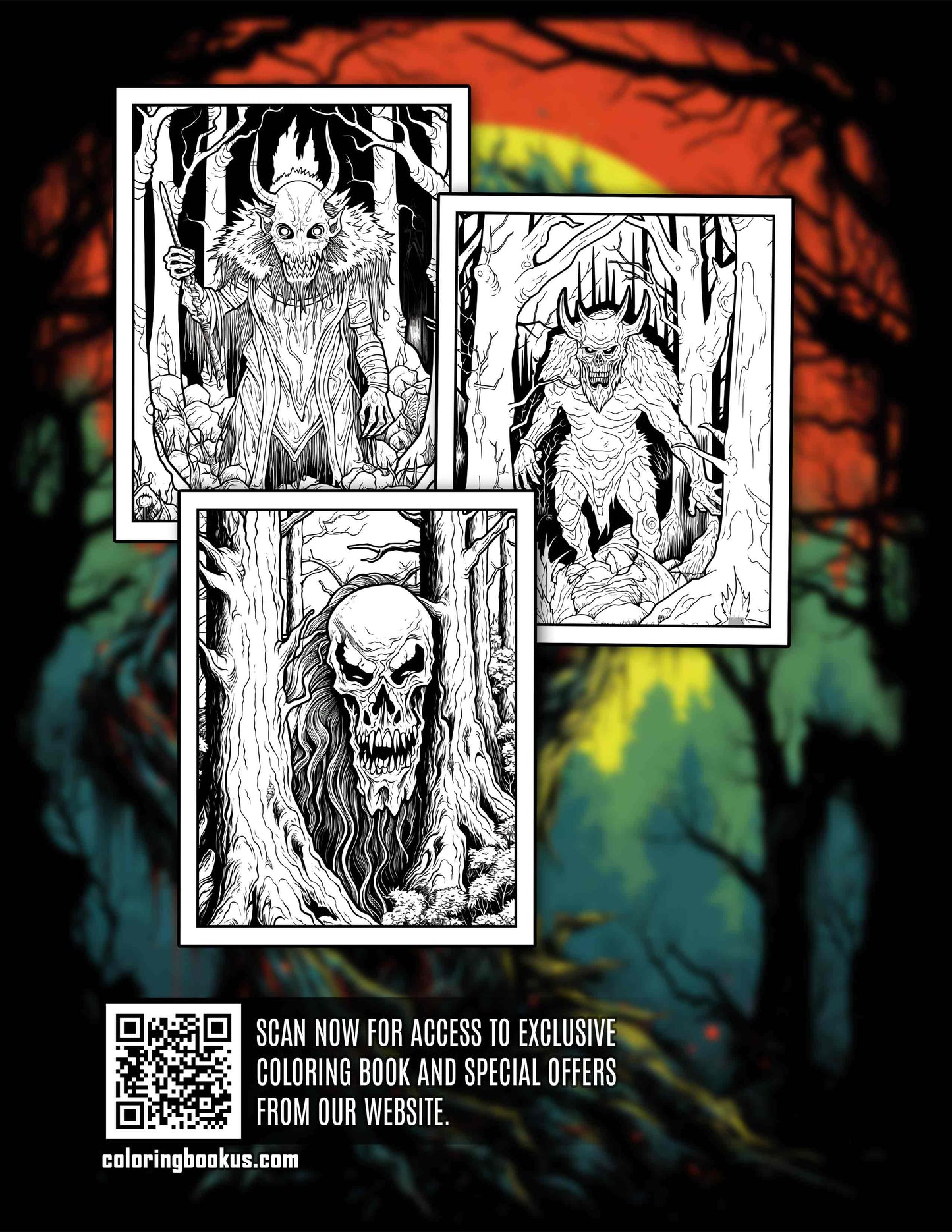 Horror Forest 30 Pages Printable Coloring Book