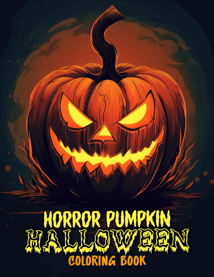 Horror Pumpkin Halloween 30 Pages Printable Coloring Book