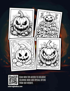 Horror Pumpkin Halloween 30 Pages Printable Coloring Book
