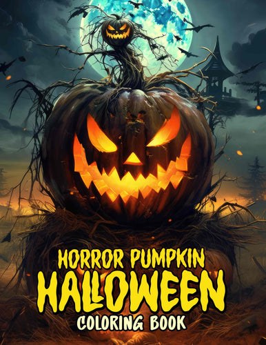 Horror Pumpkin Halloween 30 Pages Printable Coloring Book