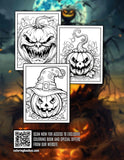 Horror Pumpkin Halloween 30 Pages Printable Coloring Book