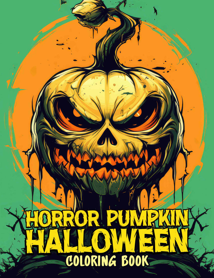 Horror Pumpkin Halloween 30 Pages Printable Coloring Book