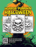 Horror Pumpkin Halloween 30 Pages Printable Coloring Book