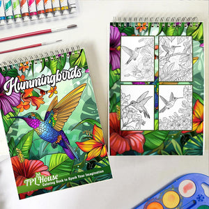 Hummingbirds Coloring Book Spiral Bound for Adult