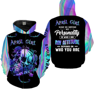 April girl skull My personality is who I am my attitude depends on who you are Shirts April birthday gifts FSD1645