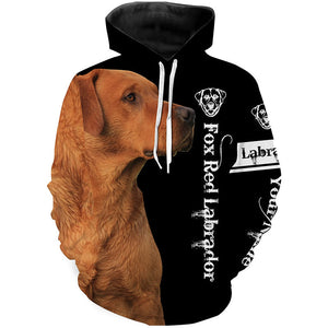 Fox Red Lab 3D All Over Printed Shirts, Hoodie Labrador Retriever Dog Gifts for Labs Lovers | Black FSD3600