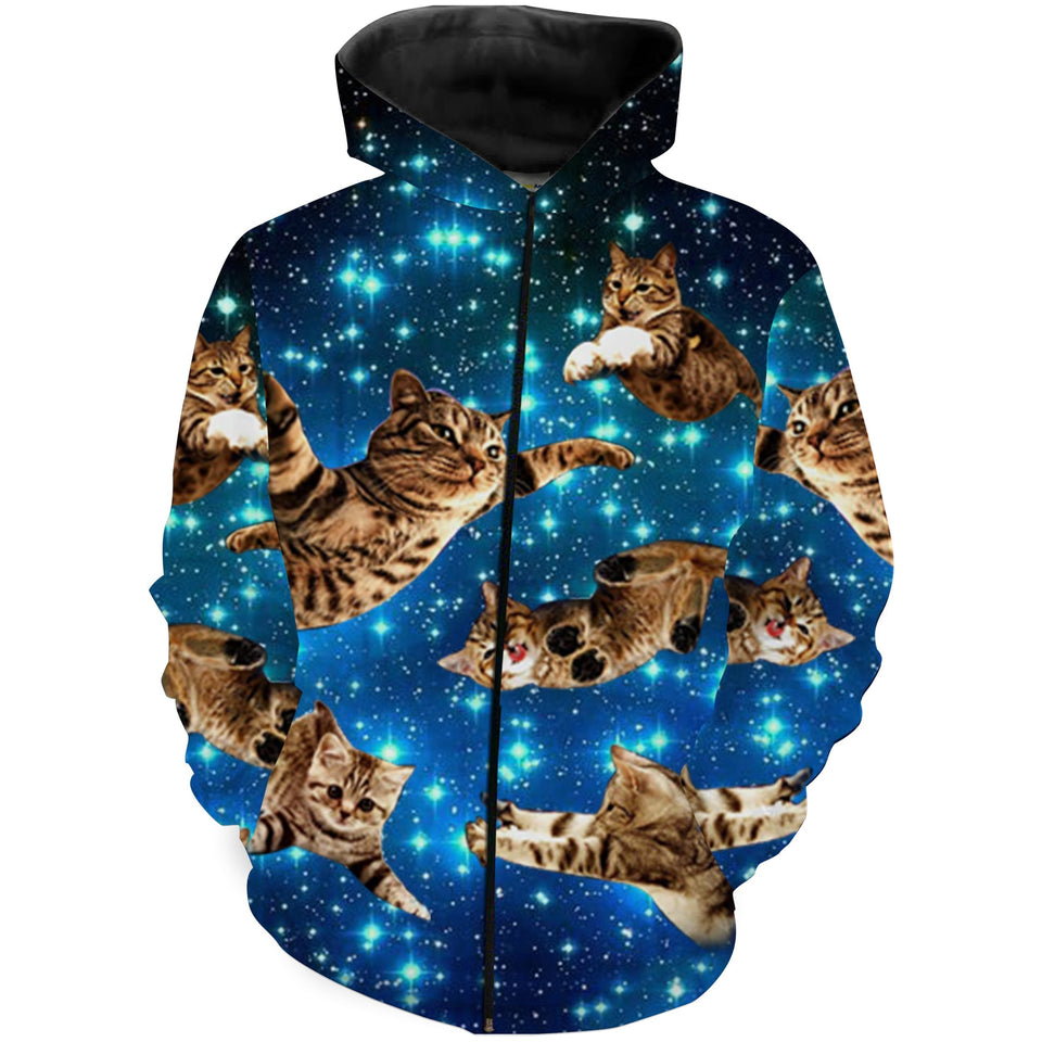 Space Cat Galaxy Blue 3D Shirt All Over Print T-Shirt