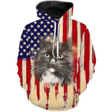 Black Cat US Flag 3D Shirt All Over Print Gift For Cat Lover 4th July - TNN546