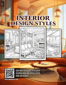 Interior Design Styles 30 Pages Printable Coloring Book