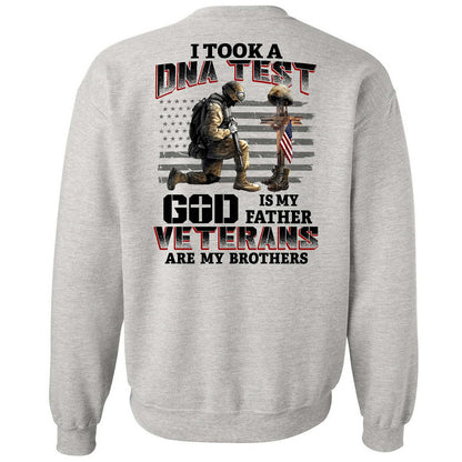 I took a DNA test and God is my Father, Veterans are my brothers Back-printed Apparel