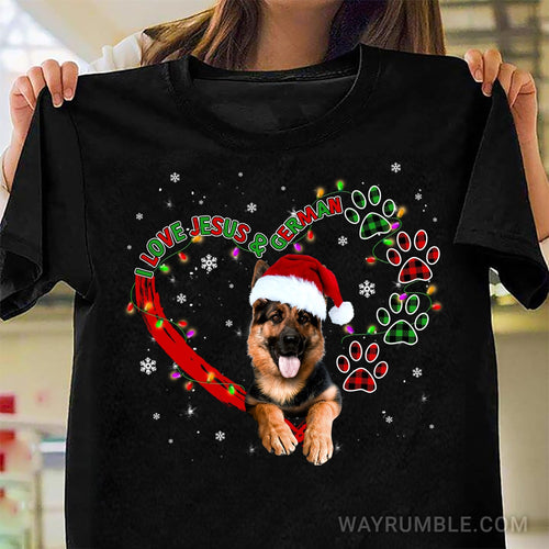 Jesus - Happy Christmas with dog - I love Jesus and German - Apparel