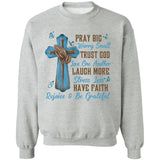 Praying hands, Wood cross, Blue Butterfly, Pray big worry small - Jesus Apparel