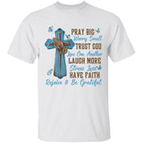 Praying hands, Wood cross, Blue Butterfly, Pray big worry small - Jesus Apparel