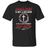 Jesus, Cross, Crown - Born again is not a religion, It is a life changed by God Apparel