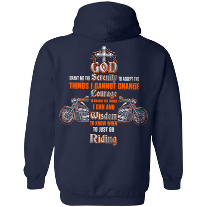Jesus - Motorbike - God grant me wisdom to know when to just go riding - Back-printed Back Apparel