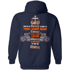 Jesus - Motorbike - God grant me wisdom to know when to just go riding - Back-printed Back Apparel