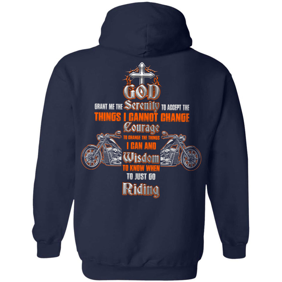 Jesus - Motorbike - God grant me wisdom to know when to just go riding - Back-printed Back Apparel