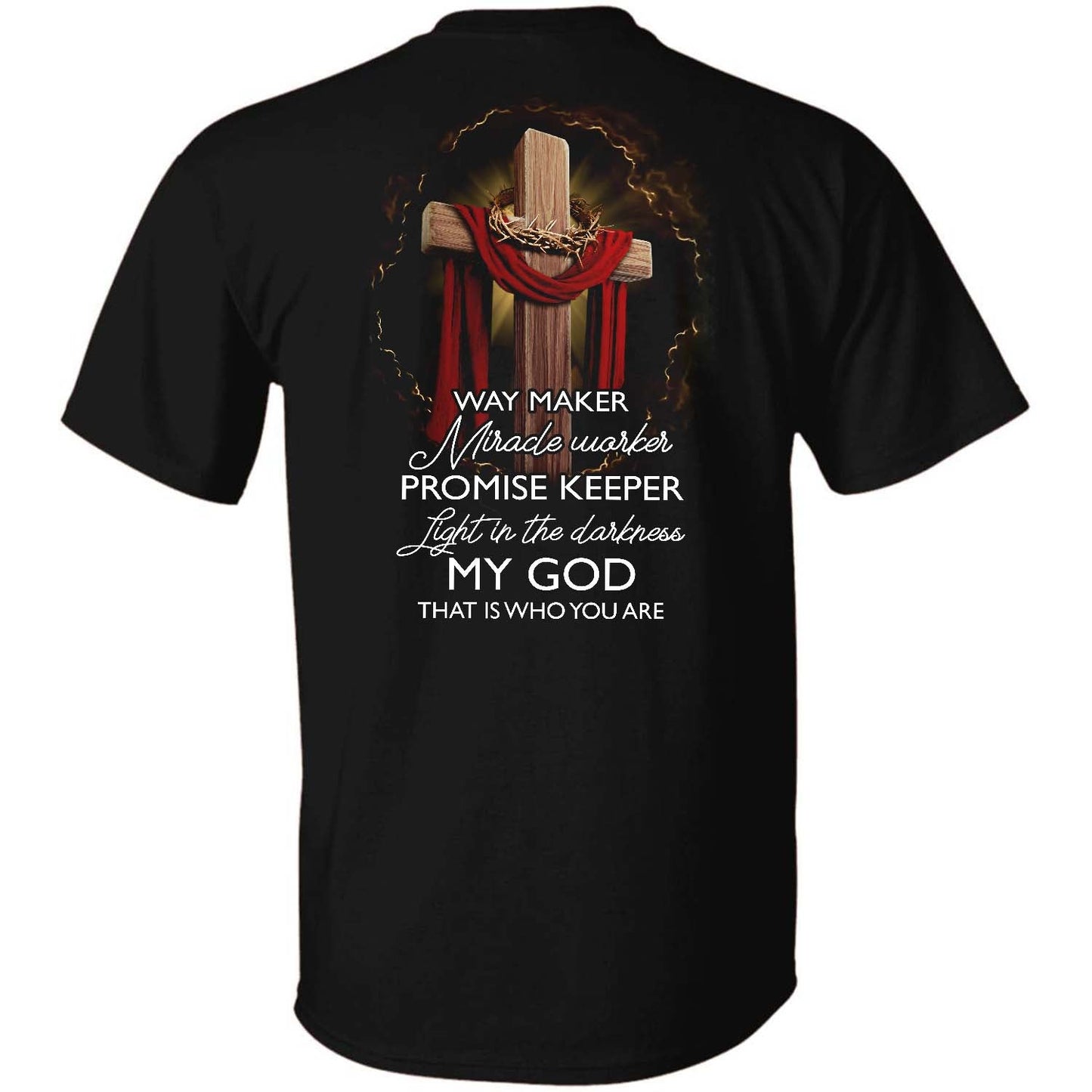 Wooden cross, Crown of thorns, Jesus is the light in the darkness - Jesus Back-printed Apparel