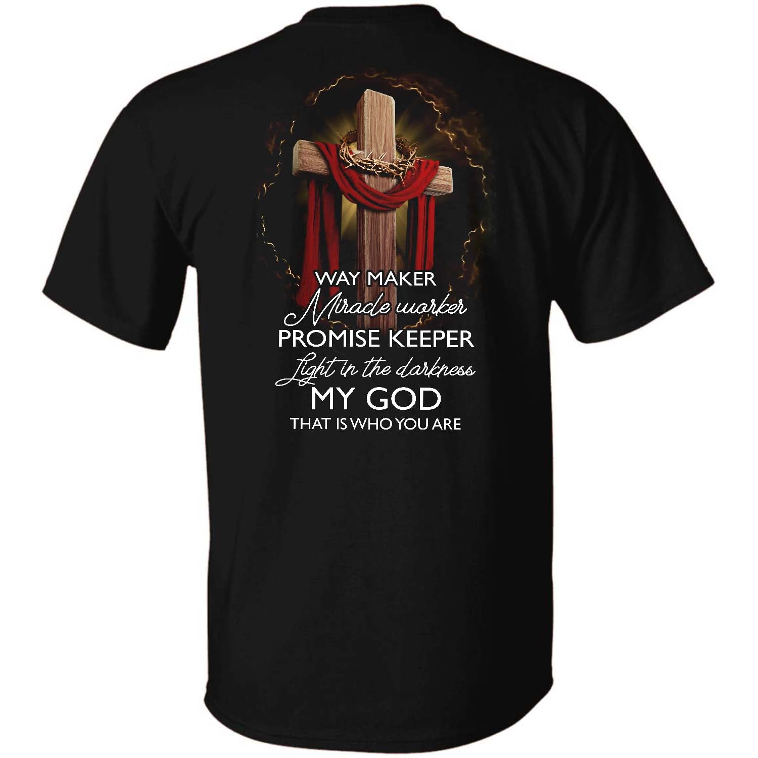 Wooden cross, Crown of thorns, Jesus is the light in the darkness - Jesus Back-printed Apparel