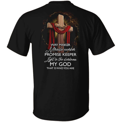 Wooden cross, Crown of thorns, Jesus is the light in the darkness - Jesus Back-printed Apparel
