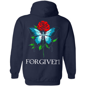Jesus - Rose and Blue Butterfly - Forgiven - Back-printed Apparel