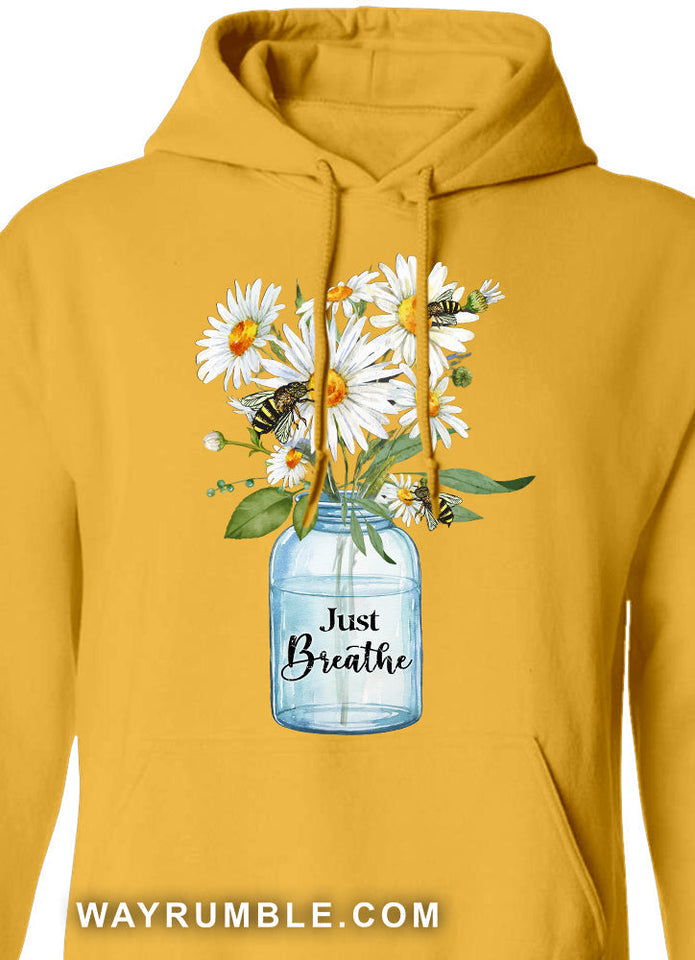 Jesus - Bees and daisy flower - Just breathe - Yellow Apparel