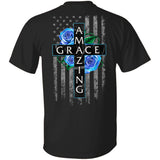 Jesus - Blue rose and Cross - Amazing Grace - Back-printed Apparel