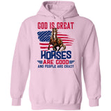 Running horse, US flag, God is great, Horses are good, People are crazy - Jesus Apparel