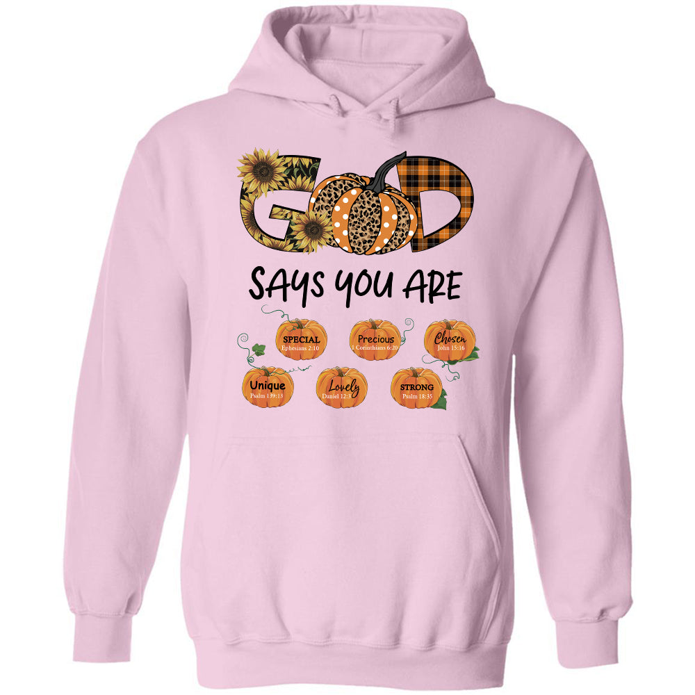 Autumn pumpkin, Sunflower, God says you are unique - Jesus Apparel