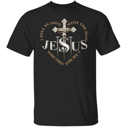 The iron cross, Crown of thorn, Heart shape, Jesus and three nails, I fall in love with the man who die for me - Jesus Apparel
