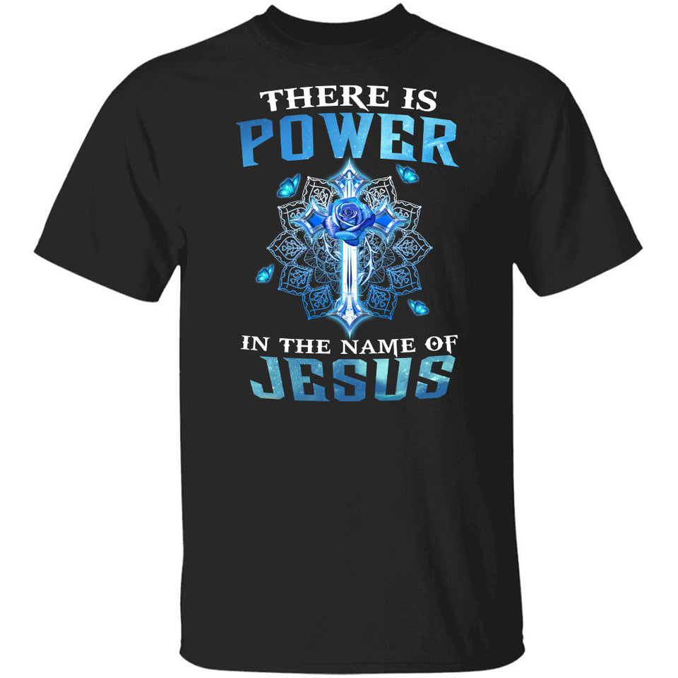 Blue rose, Blue butterfly, The cross, There is power in the name of Jesus - Jesus Apparel