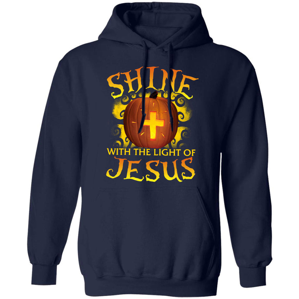 Halloween apparel, Golden cross, Big pumpkin, Shine with the light of Jesus - Jesus Apparel